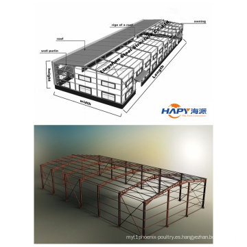 Construcción de acero en ganado con equipamiento completo